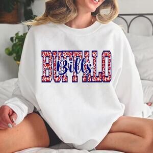 Buffalo Bills Leopard Cheetah Print Football Sweatshirt
